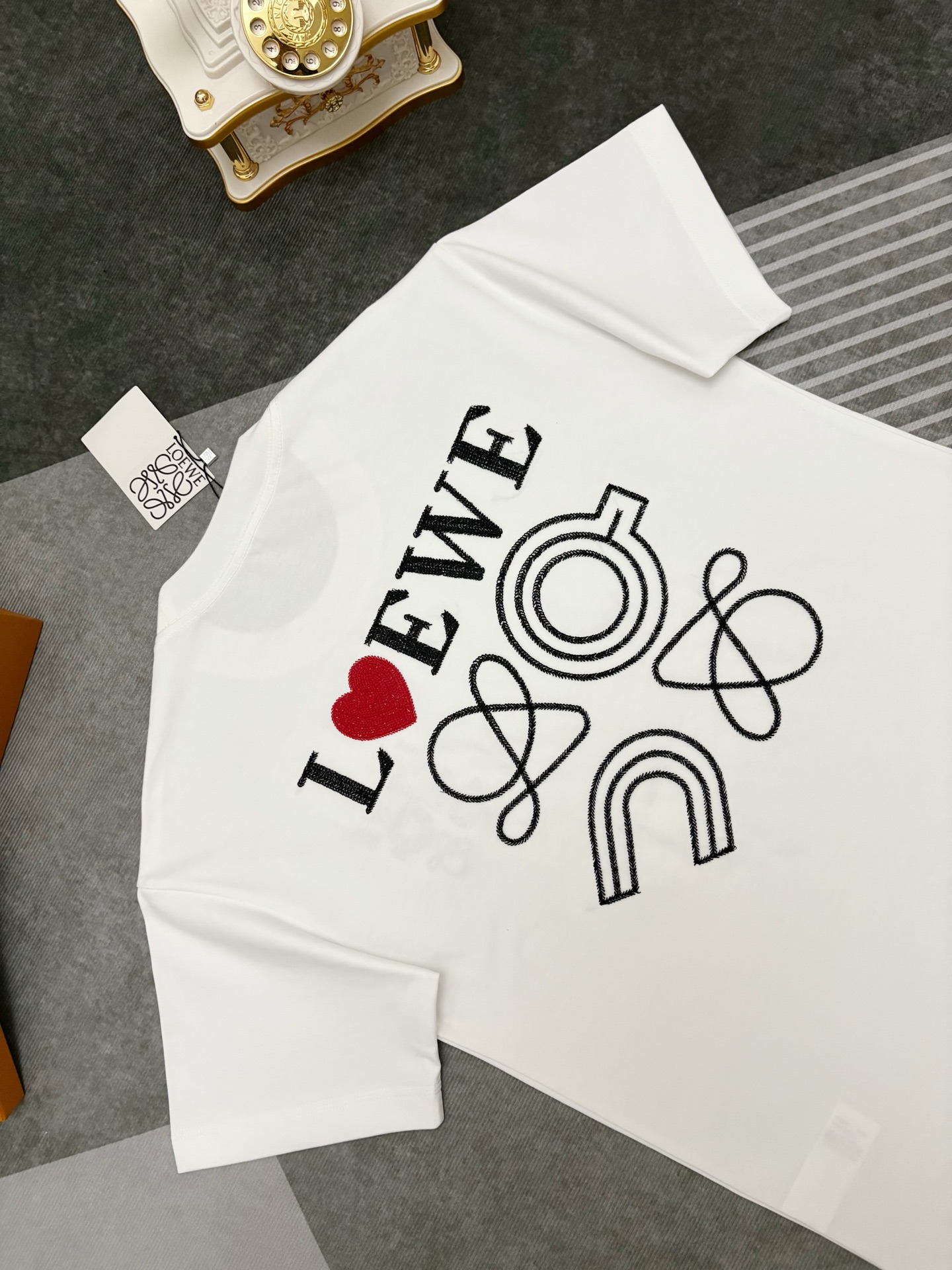 Loewe LOEWE 罗意威立体刺绣双纱棉质短袖T恤