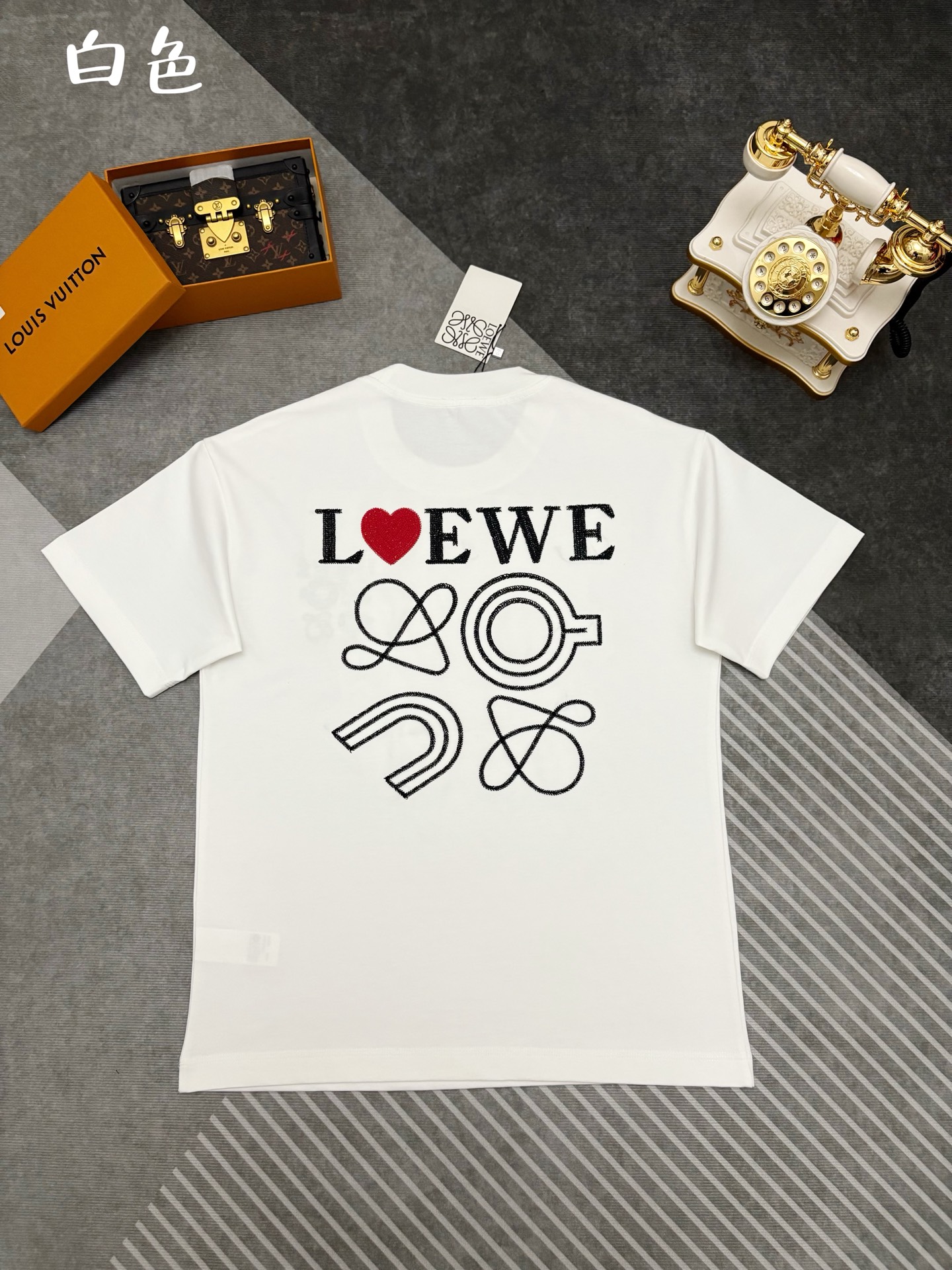 Loewe LOEWE 罗意威立体刺绣双纱棉质短袖T恤