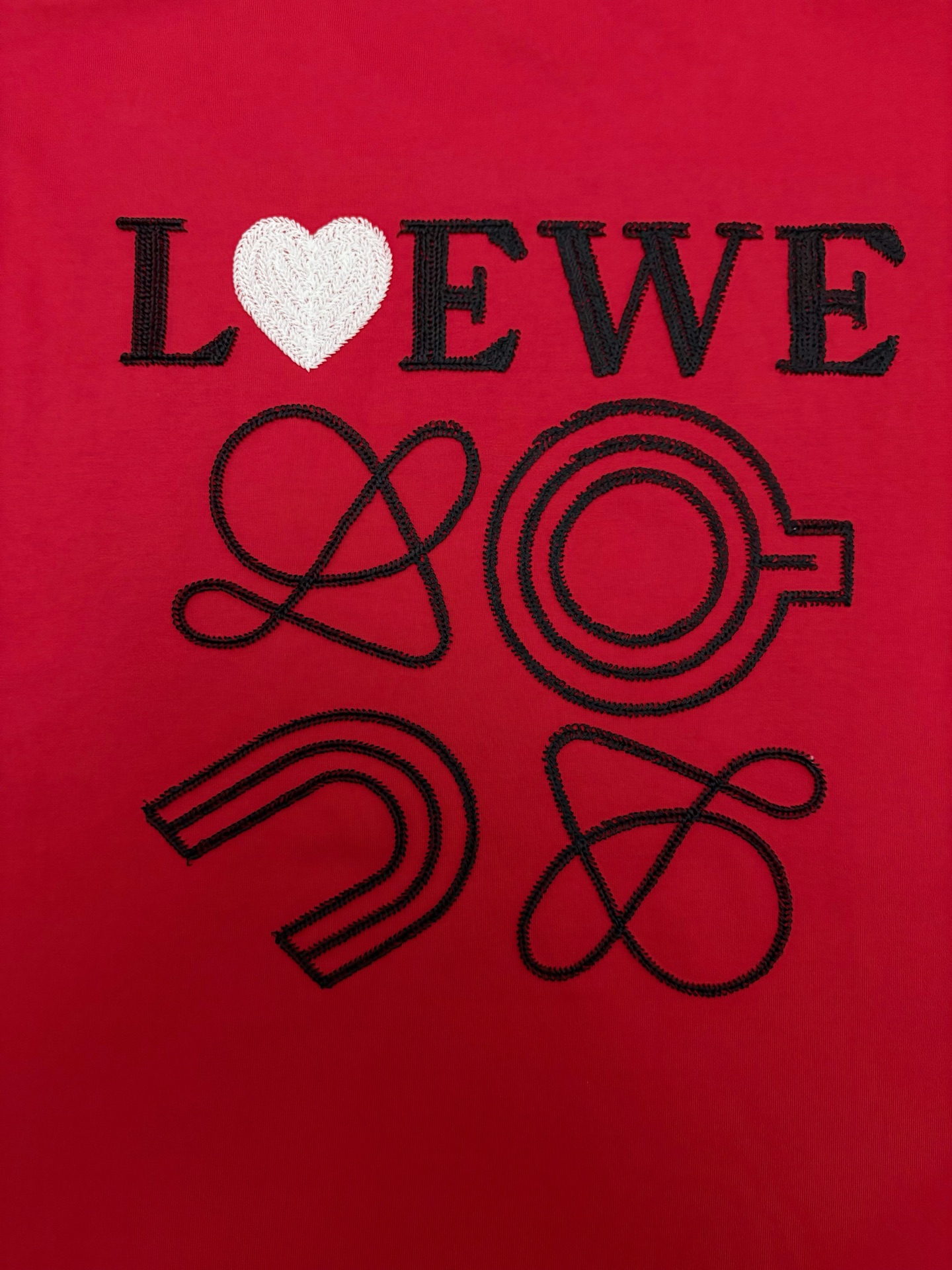 Loewe LOEWE 罗意威立体刺绣双纱棉质短袖T恤