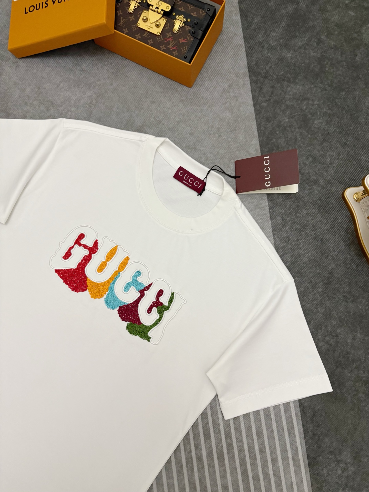 Gucci Gucci 古驰毛巾刺绣棉质短袖T恤