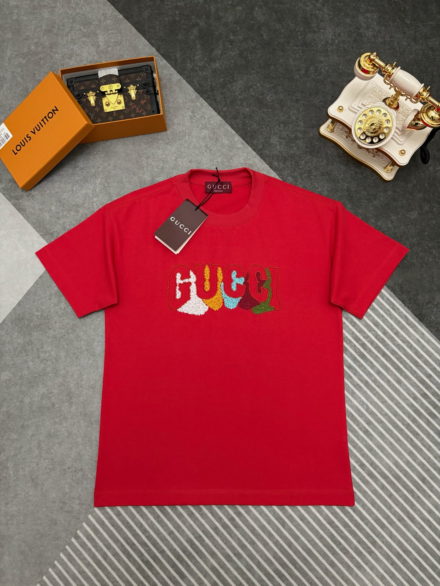 Gucci Gucci 古驰毛巾刺绣棉质短袖T恤