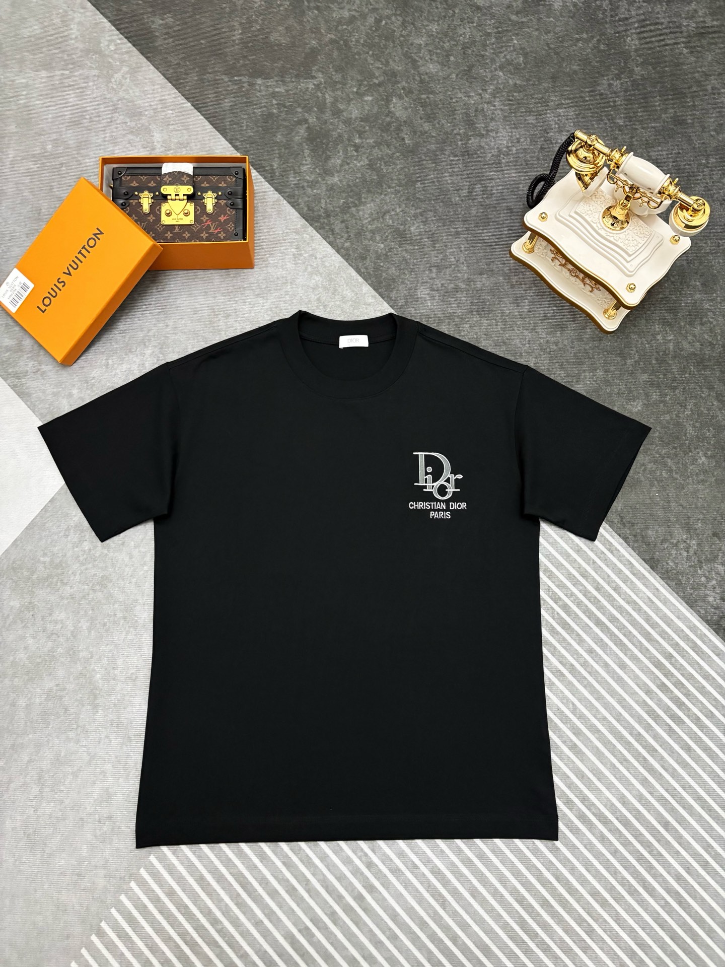 Dior Dior 迪奥 满印CD刺绣双纱棉短袖T恤