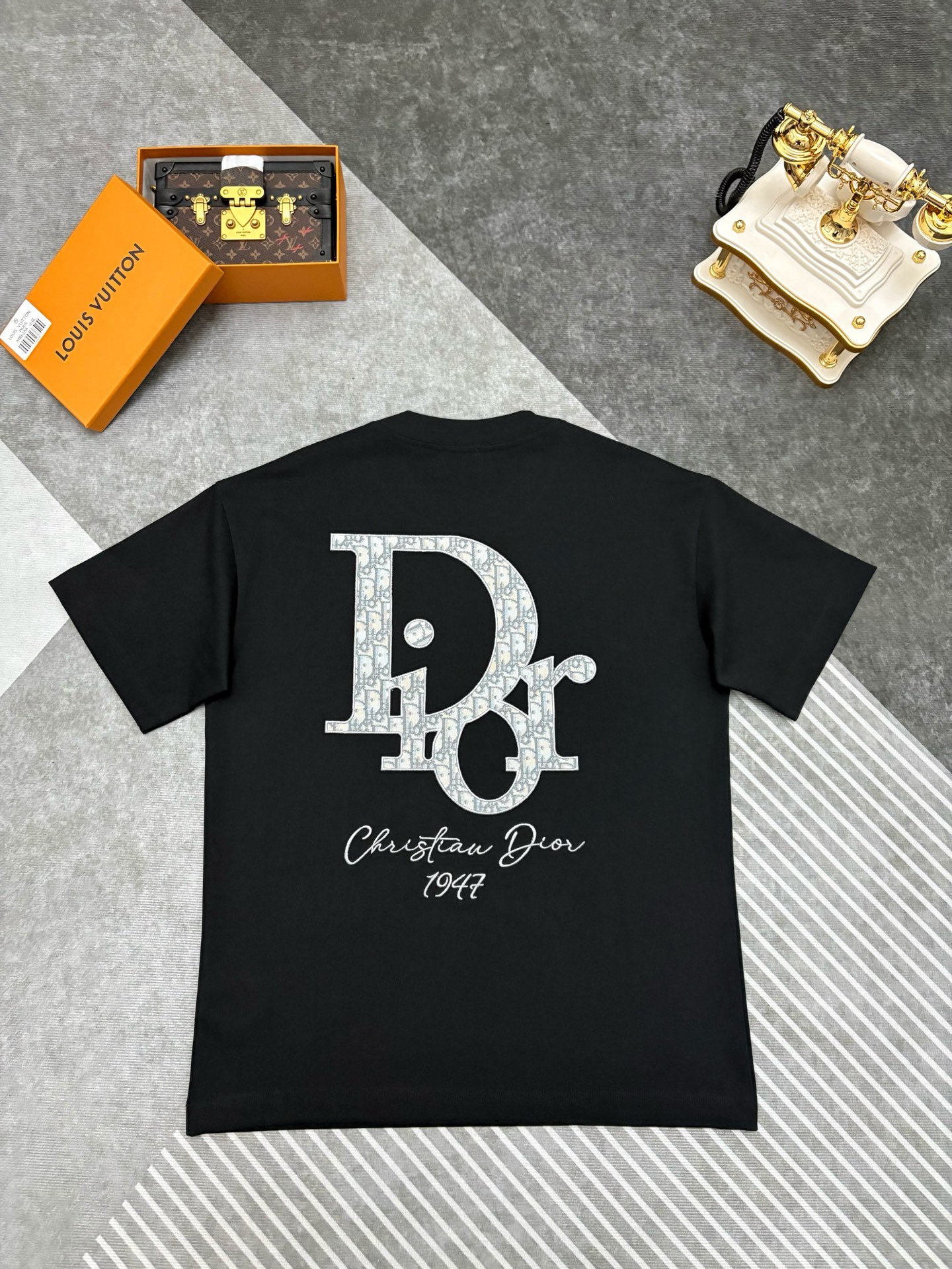 Dior Dior 迪奥 满印CD刺绣双纱棉短袖T恤
