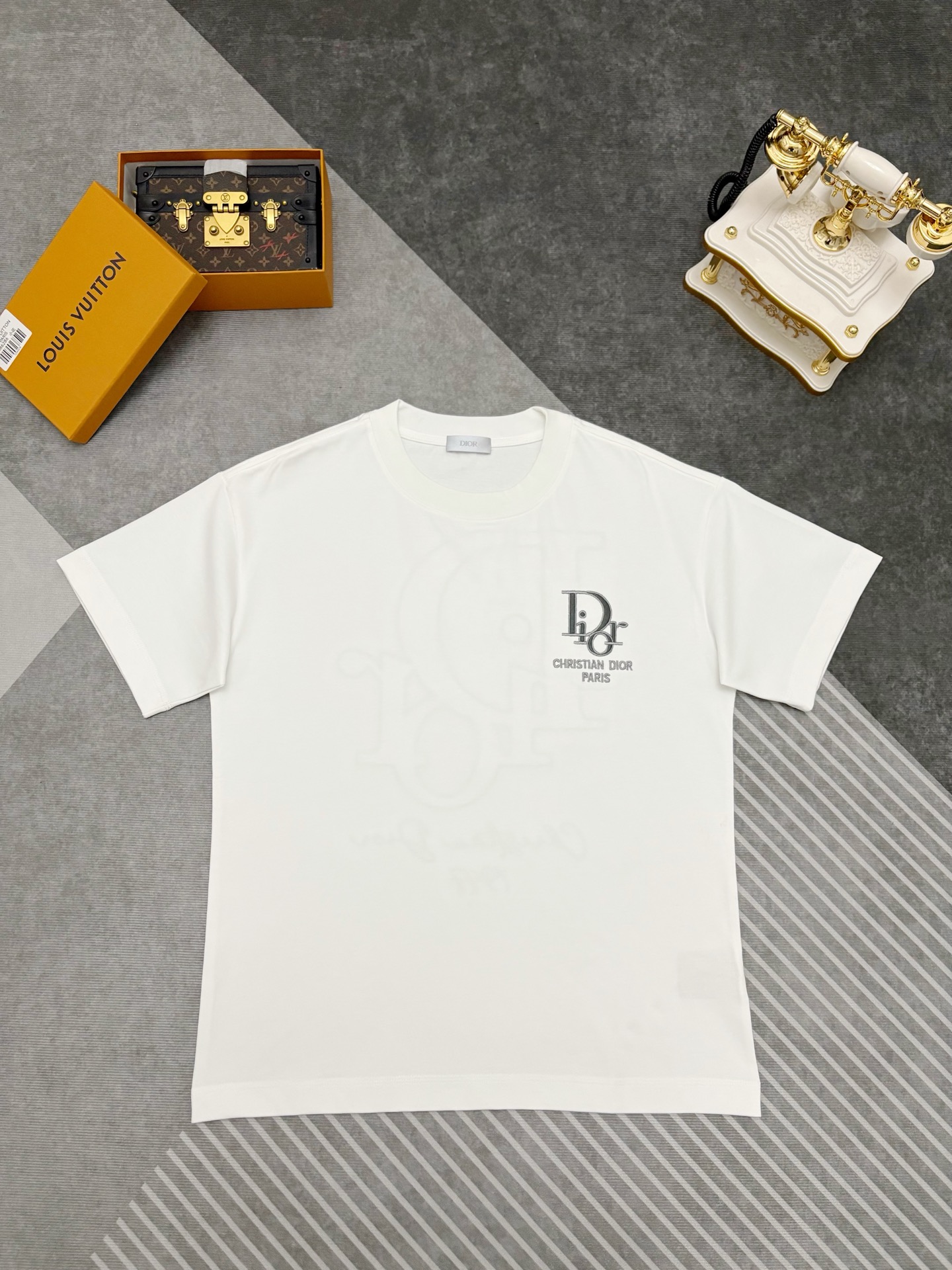 Dior Dior 迪奥 满印CD刺绣双纱棉短袖T恤