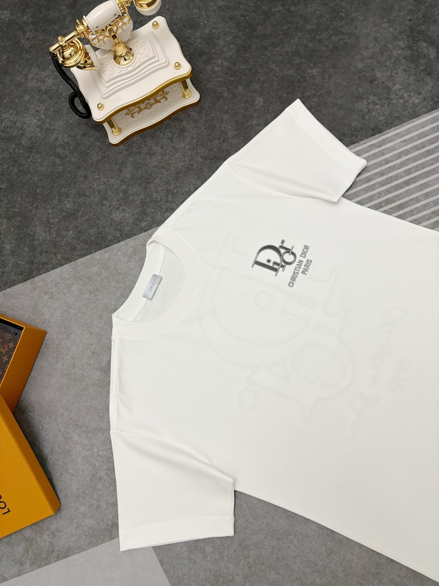 Dior Dior 迪奥 满印CD刺绣双纱棉短袖T恤