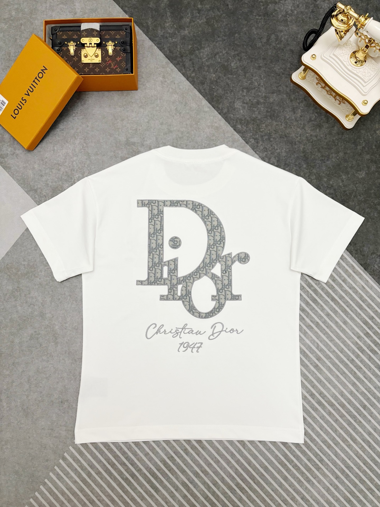 Dior Dior 迪奥 满印CD刺绣双纱棉短袖T恤