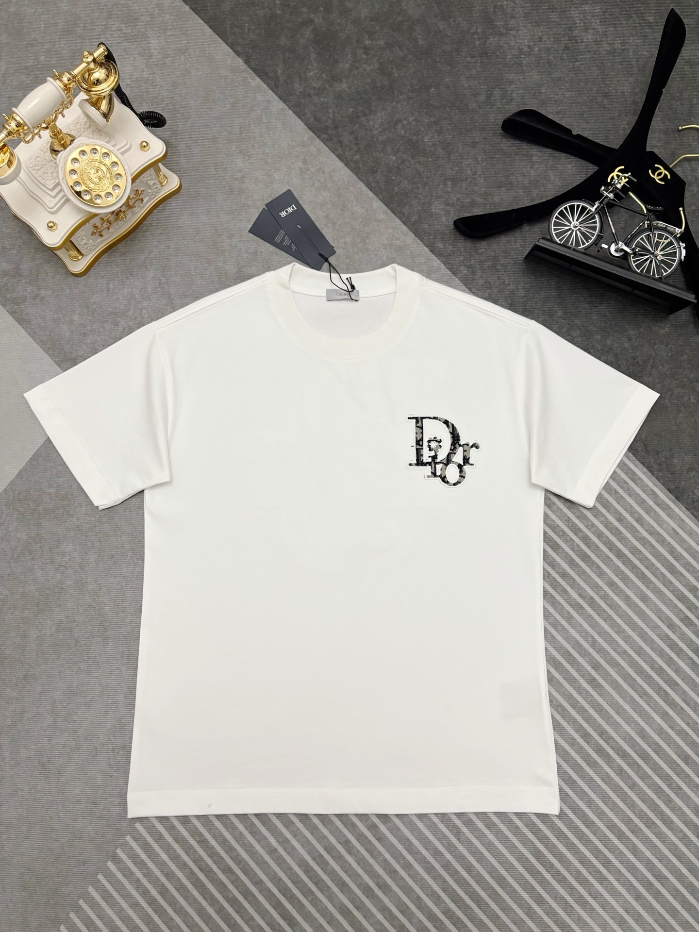 Dior Dior 迪奥 满印CD刺绣双纱棉短袖T恤