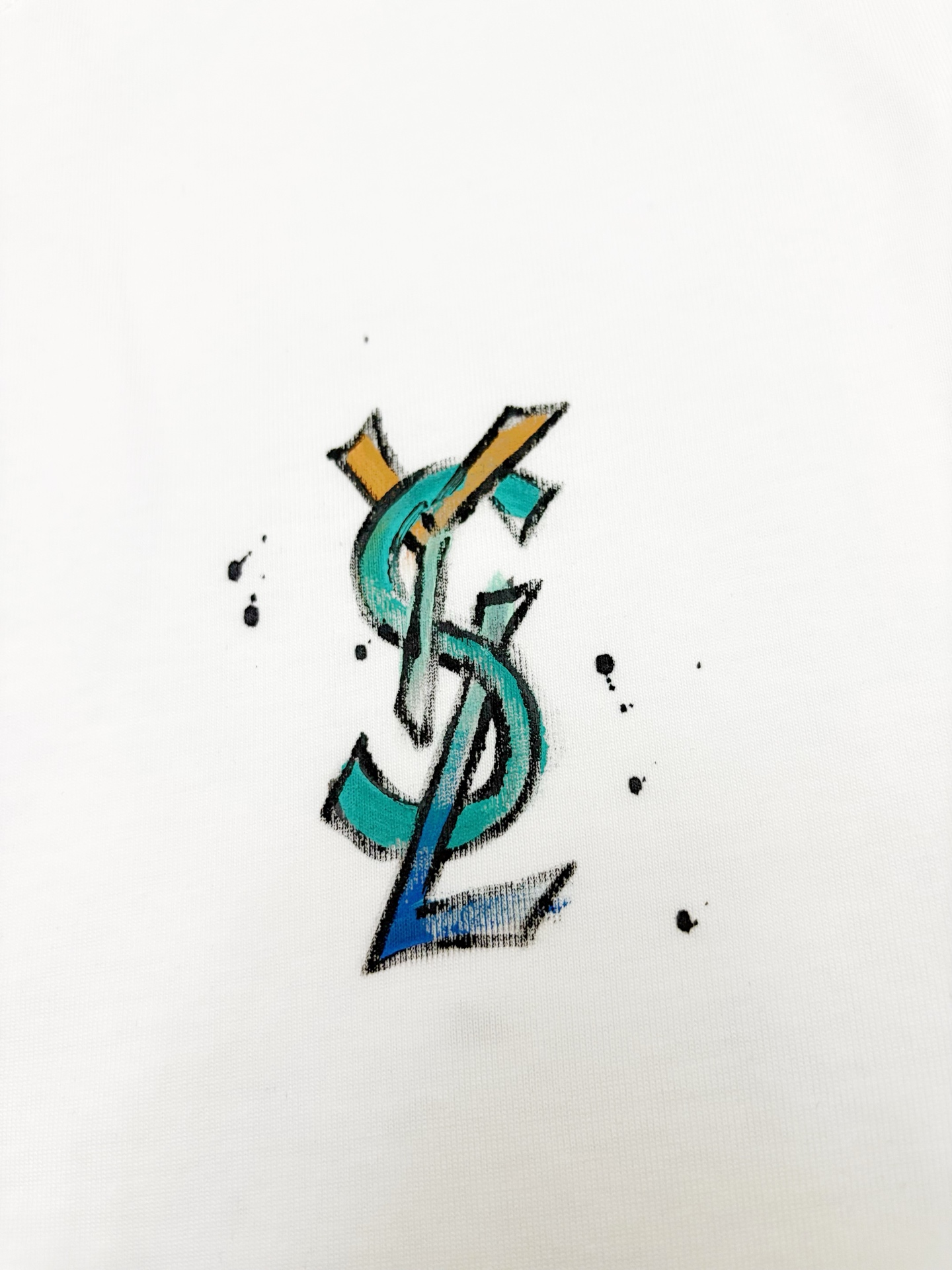 Saint Laurent YSL 圣罗兰涂鸦印花棉质短袖T恤