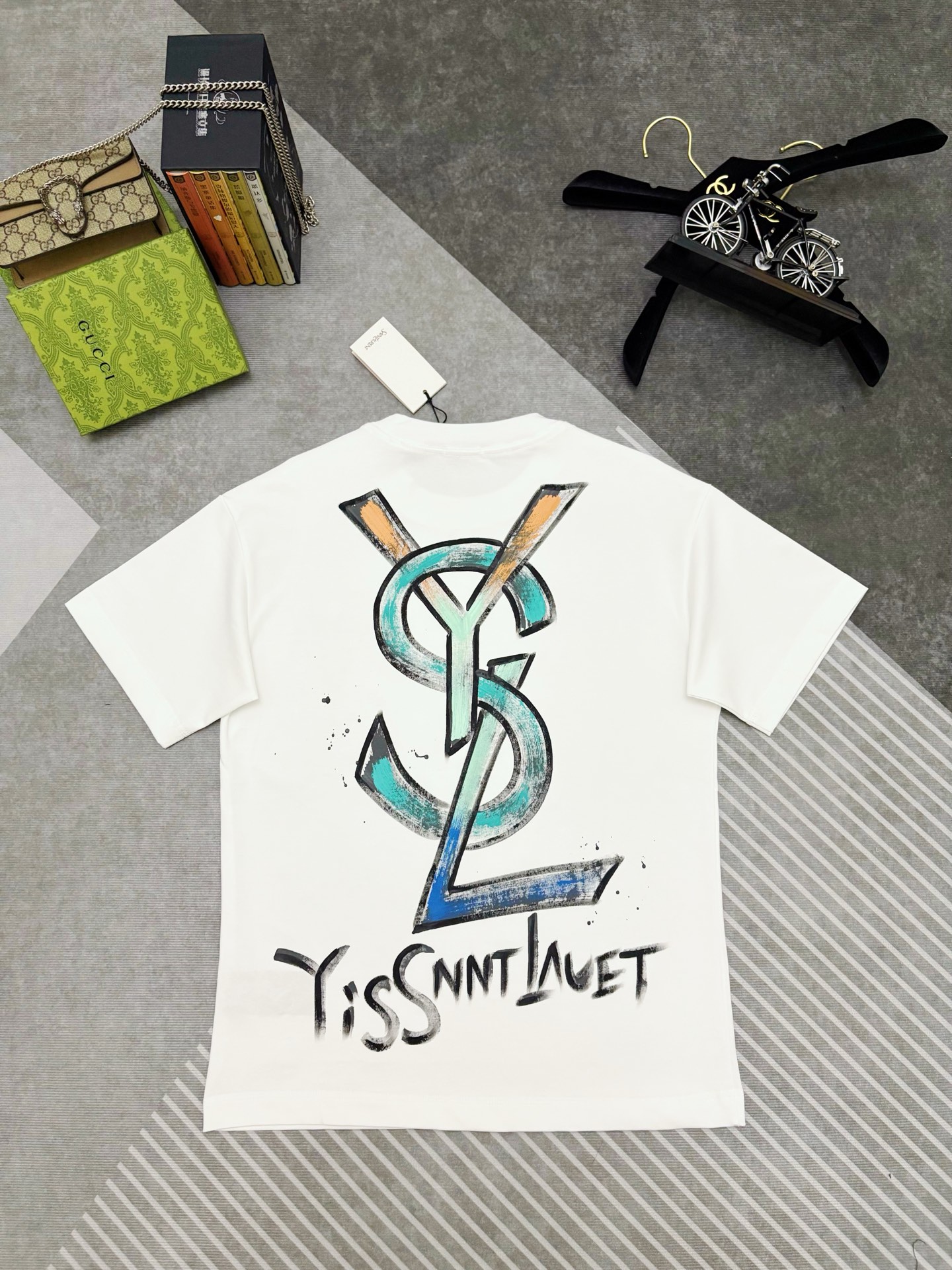 Saint Laurent YSL 圣罗兰涂鸦印花棉质短袖T恤
