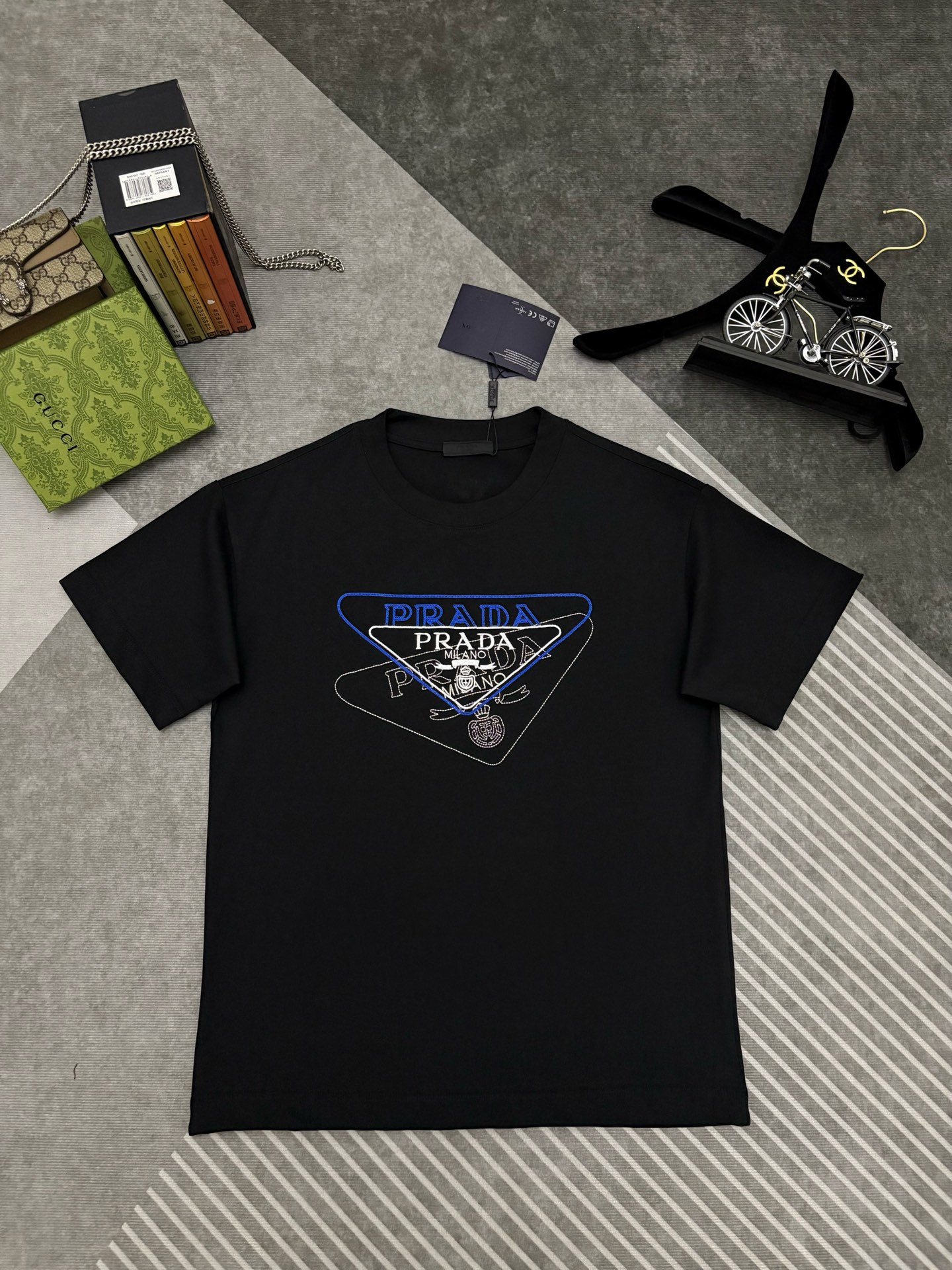 Prada PRADA 普拉达刺绣双纱棉质短袖T恤