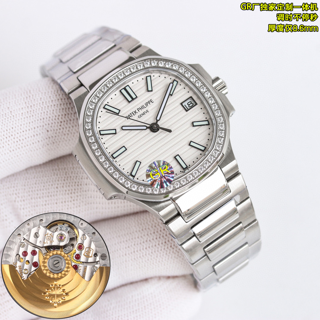 NO:726519,Wall Crack Recommends the V2 Version Patek Nautilus 5711 Series High-Value Women's Watch [2025 Super God's Top Version] Patek Philippe Sport Elegant Nautilus Women's Watch P is coming!  Welcome to compare the details 1. Paired with customized version of 9015 machine-modified Cal.324sc all-in-one automatic movement, non-stop time adjustment, non-stop time adjustment, 45 hours of special kinetic energy storage, 28800 vibration frequency per hour. 2316L custom-grade ergonomic strap!  3The size of the watch is 35.2MM and the thickness is 8.6mm, which is consistent with the original!  4 Inlaid with 56 Swarovski crystal diamonds, the same number as genuine diamonds. 5 The watch mirror is double-sided anti-glare sapphire crystal glass. 6 The color of the letters is consistent with the genuine product. 'No one can own Patek Philippe, it is just kept for the next generation.' Elegant and majestic, it perfectly interprets the fashion taste of working women, while being elegant and yet powerful and domineering. yyDSgR Factory2025 ingenious masterpiece  Welcome table friends to taste,,swarovski,patek philippe19860909墙裂推荐V2版本 百达鹦鹉螺5711系列高颜值女表【2025超神之作 顶级版本】百达.翡丽运动优雅鹦鹉螺女款腕表P强势来袭！欢迎对比细节 1搭配定制版9015机改Cal.324sc一体机自动机芯,调时不停秒,调时不停秒,特惠动能储存45小时,振频28800每小时. 2316L定制级人体工程学表带！ 3腕表尺寸35.2MM,厚度8.6mm与原装一致！ 4镶嵌56颗施华洛世奇水晶钻与正品钻石数量一致 . 5表镜双面防眩目蓝宝石水晶玻璃. 6字面色泽均与正品一致. “没人能拥有百达翡丽,只不过为下一代保管而已.” 优雅大气 完美演绎职场女性的时尚品味,在优雅之余又不失强悍霸气. yyDSgR Factory2025匠心力作 欢迎表友品鉴,,swarovski,patek philippe,Watch