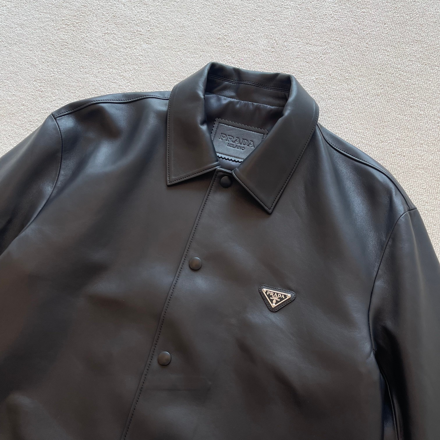 Prada Lambskin Leather Jacket Shirt with Triangle Logo - New 24SS 5 a1725263222740 1886