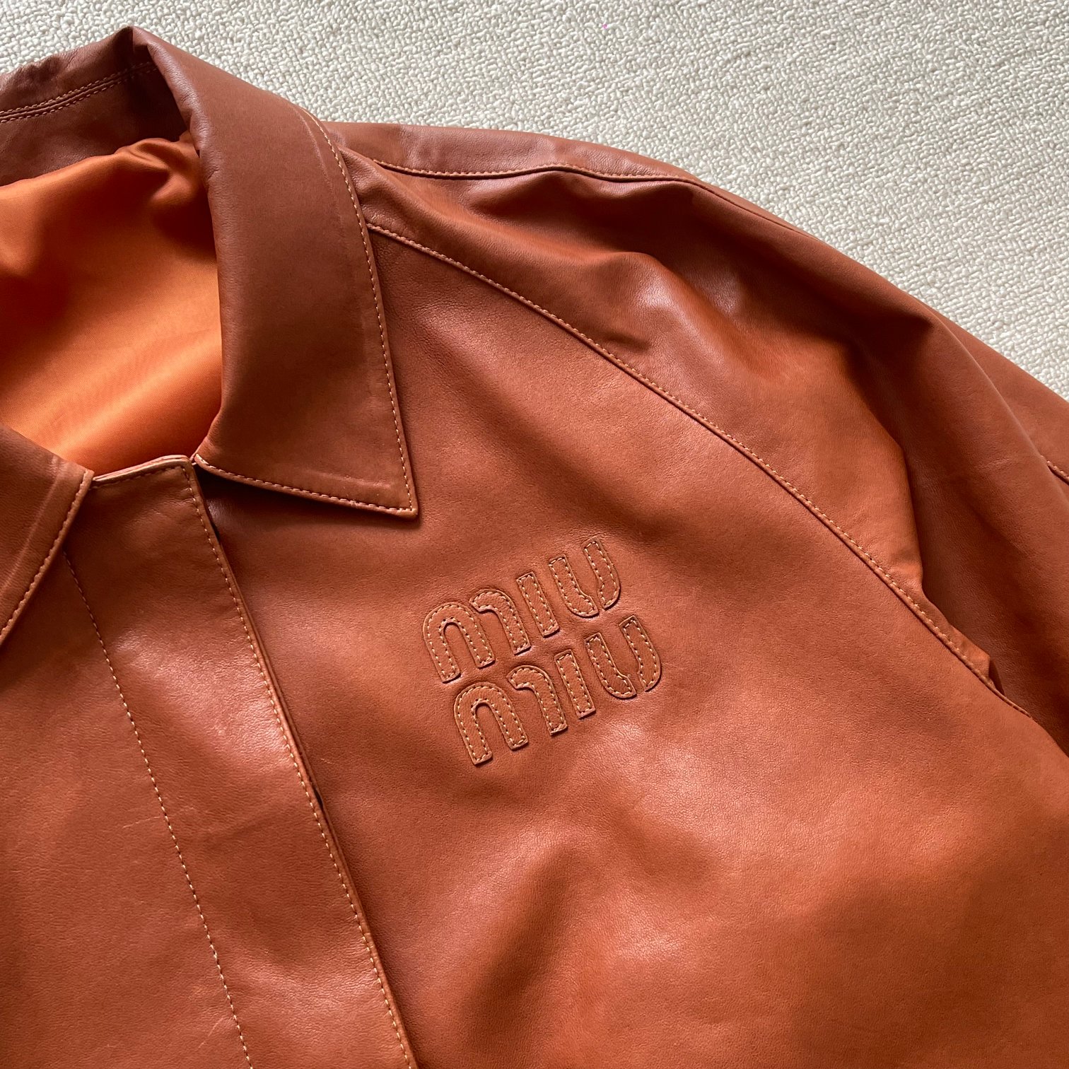 Miu Miu Inspired Vintage Brown Leather Jacket - Unisex Style 5 a1725270773285 3086