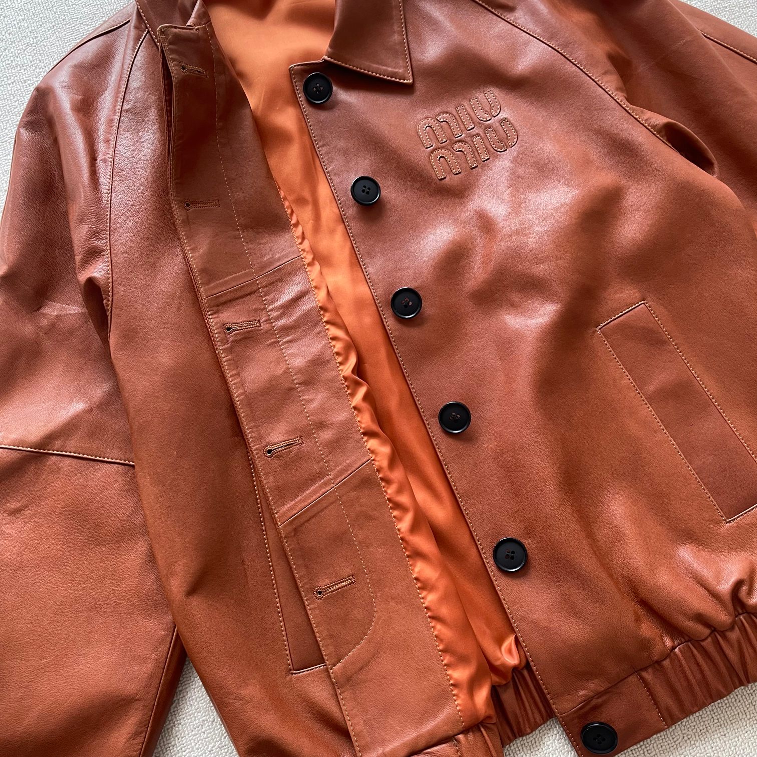 Miu Miu Inspired Vintage Brown Leather Jacket - Unisex Style 6 a1725270773401 4411