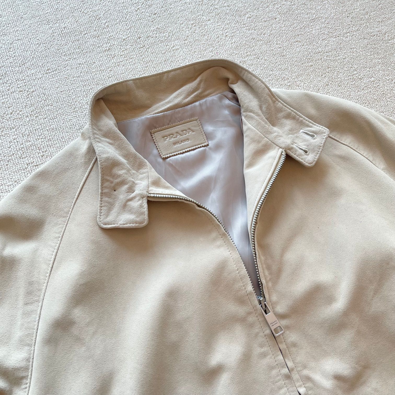 PRADA Suede Harrington Jacket: Slate Gray, Luxurious Lambskin Leather 5 a1725271439844 8251