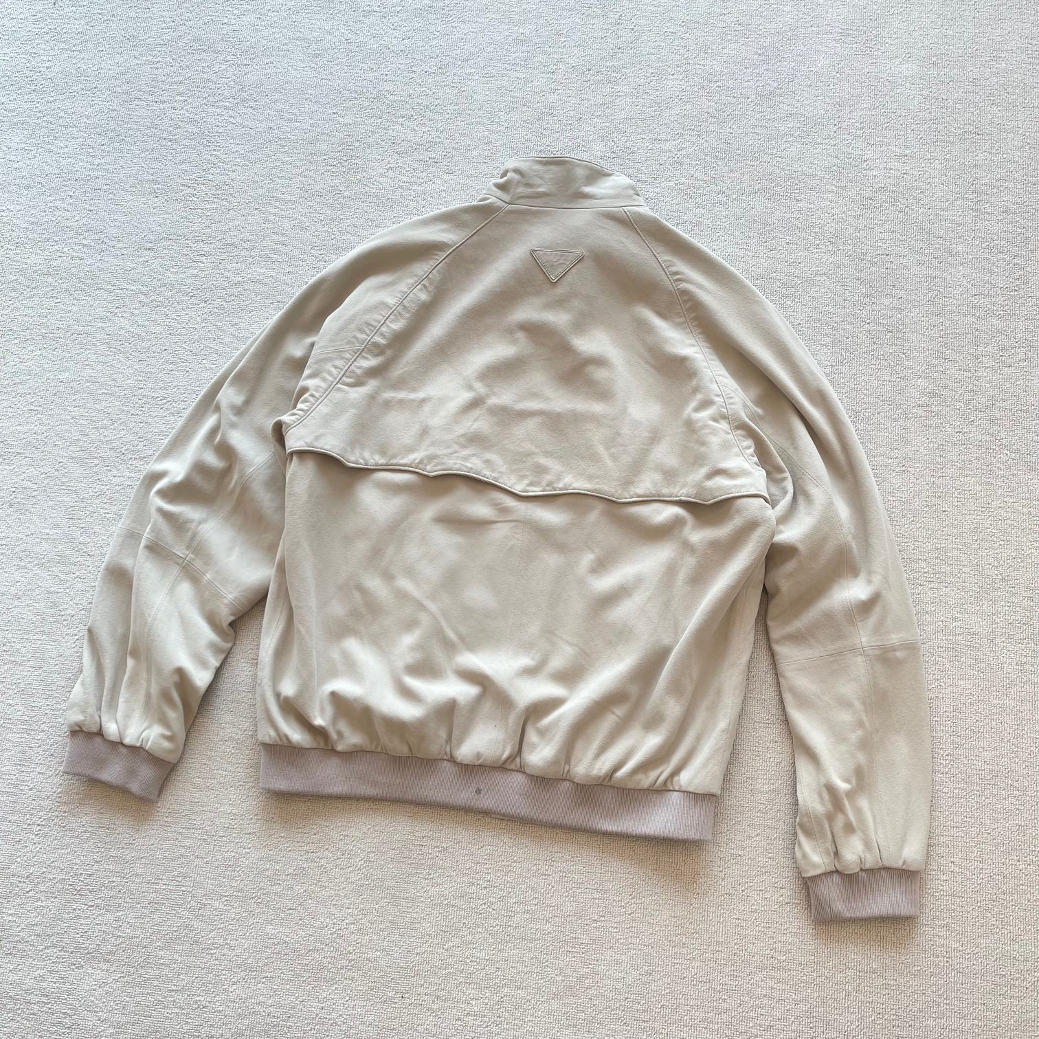 PRADA Suede Harrington Jacket: Slate Gray, Luxurious Lambskin Leather 3 a1725271439959 6254