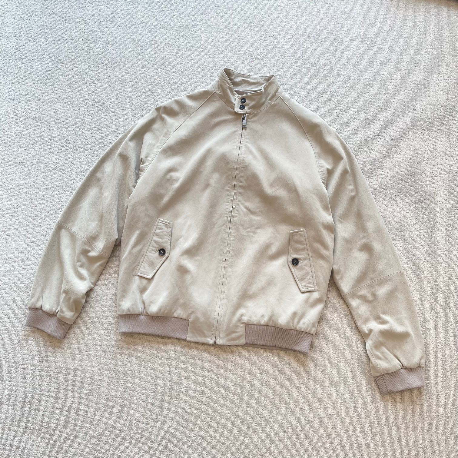 PRADA Suede Harrington Jacket: Slate Gray, Luxurious Lambskin Leather 2 a1725271439962 2422