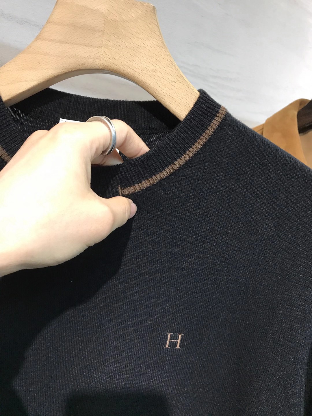 【新品】H/橙色帝国男士高端美利奴羊毛圆领毛衣，贸易公司渠道臻品，上海恒隆订单，25年F/W秋冬新品，高