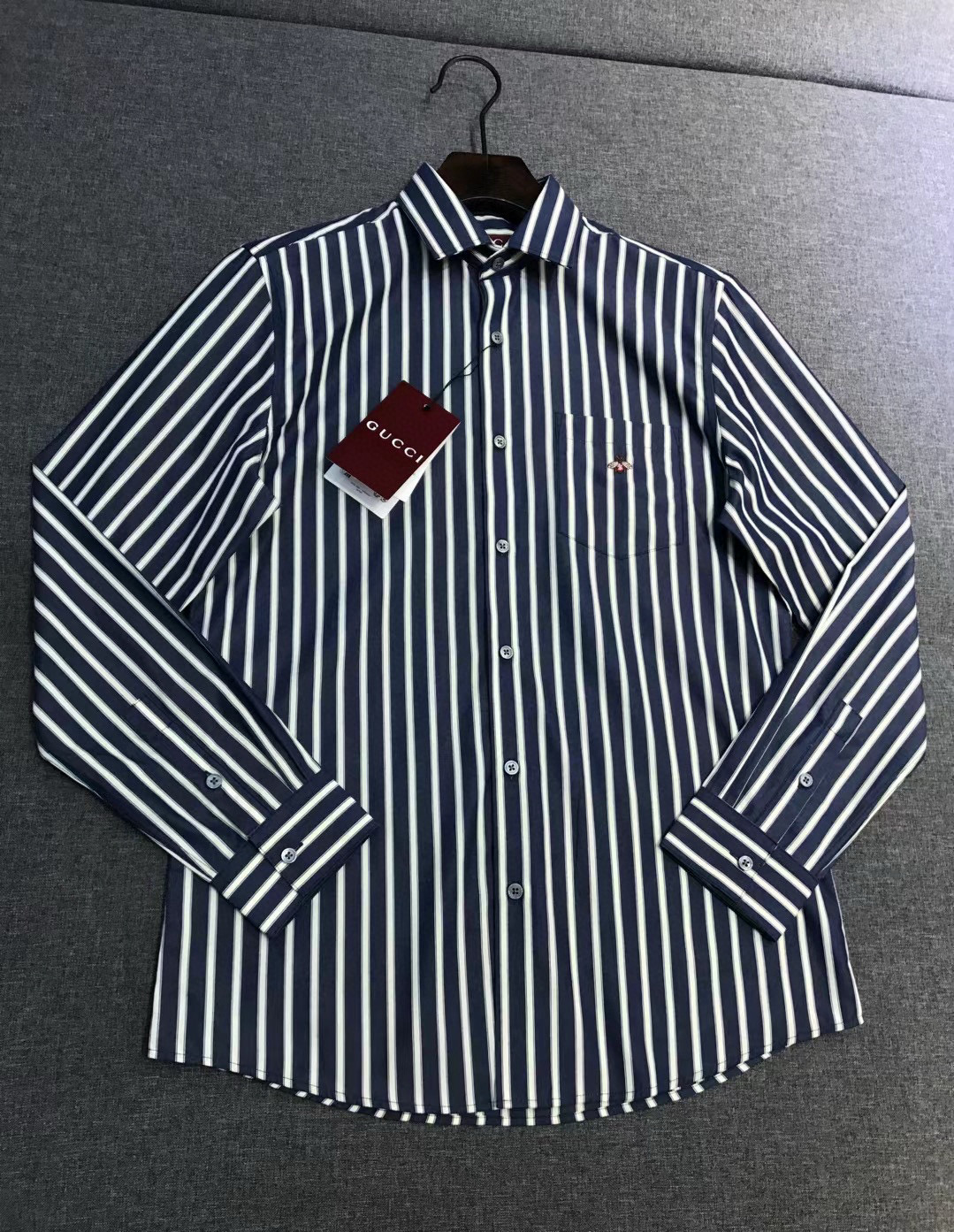 【新品】-Gu家族男士高端时装款条纹长袖衬衫，香港洋行渠道货，26年早春新品，经典明星级单品，广告画册形