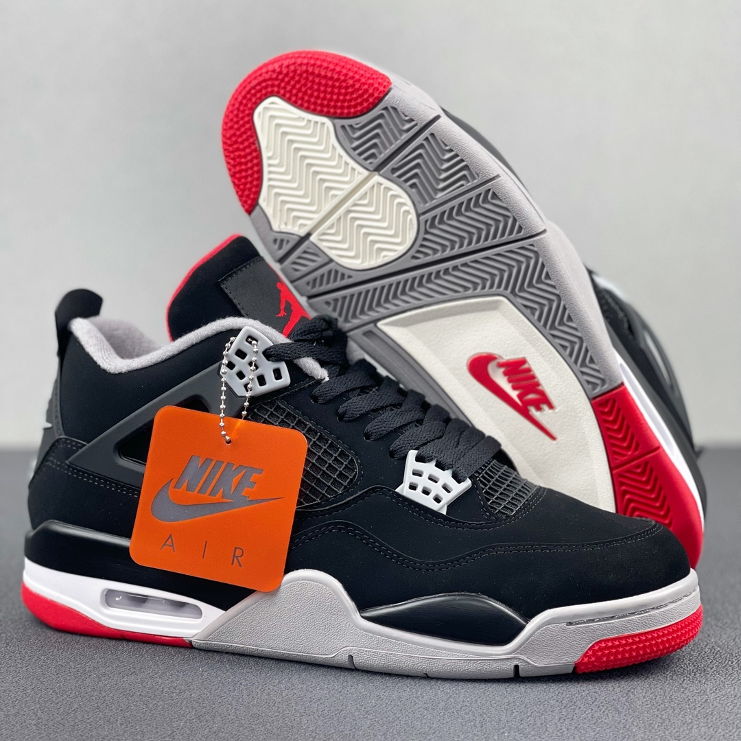 AJ4黑红尺码:40.5-48.5纯原版-AirJordan4BredAJ4黑红公牛19年复刻30849