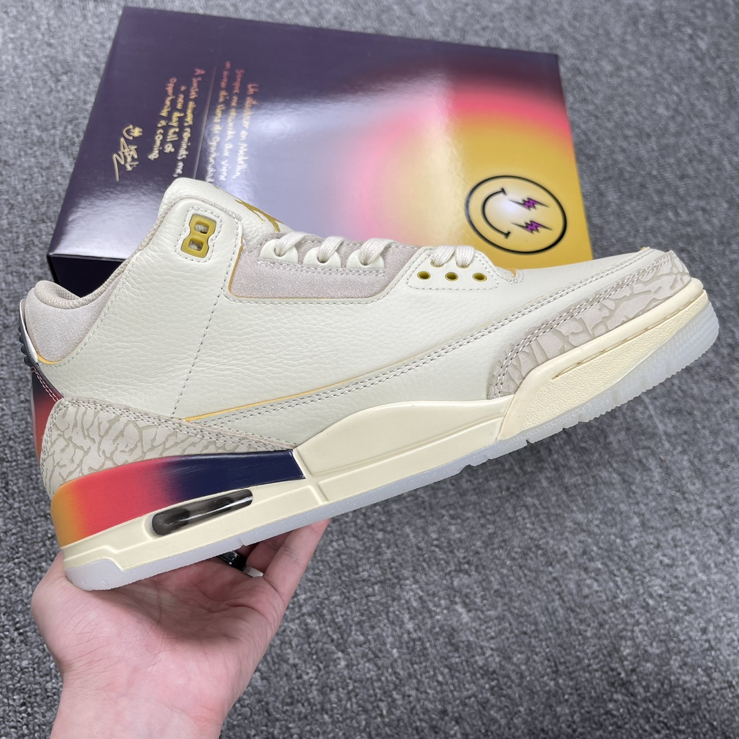 外贸纯原版-J.BalvinxAirJordan3RetroAJ3彩虹渐变FN0344-901尺码40.