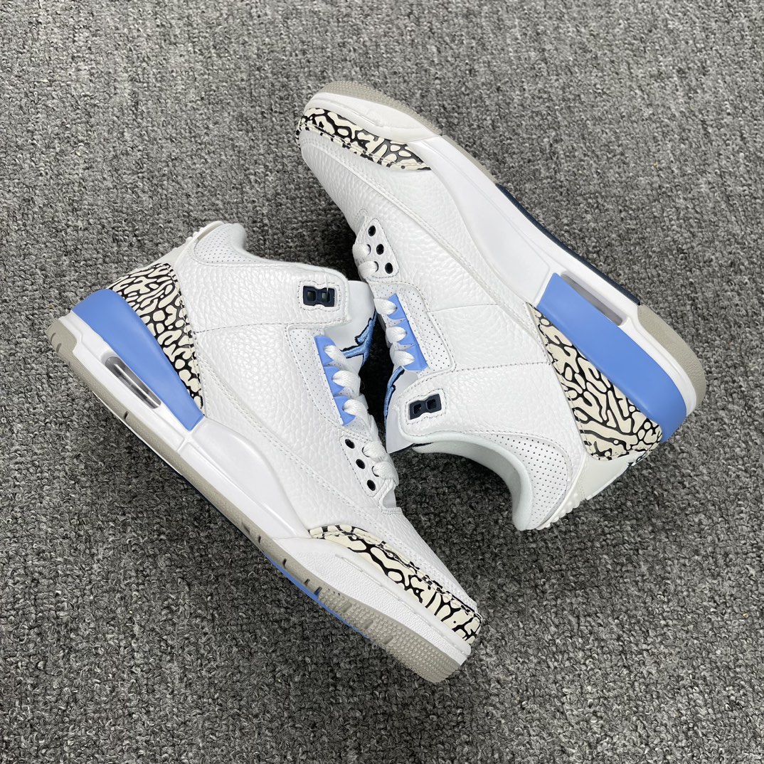 AirJordan3UNCAJ3乔3北卡蓝白爆蓝裂纹中篮帮球鞋CT8532-104尺码36-47.5全码