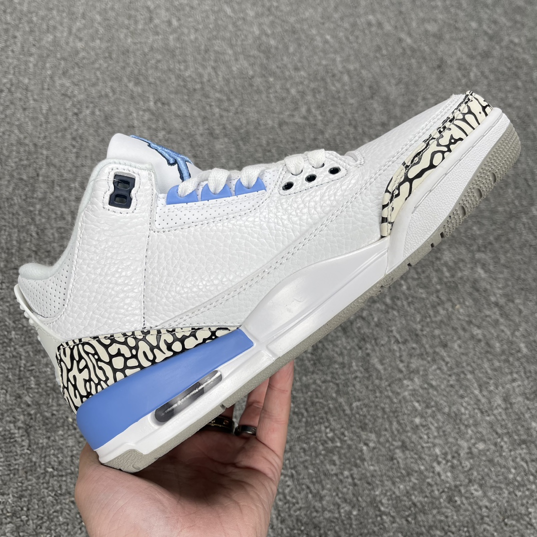 AirJordan3UNCAJ3乔3北卡蓝白爆蓝裂纹中篮帮球鞋CT8532-104尺码36-47.5全码