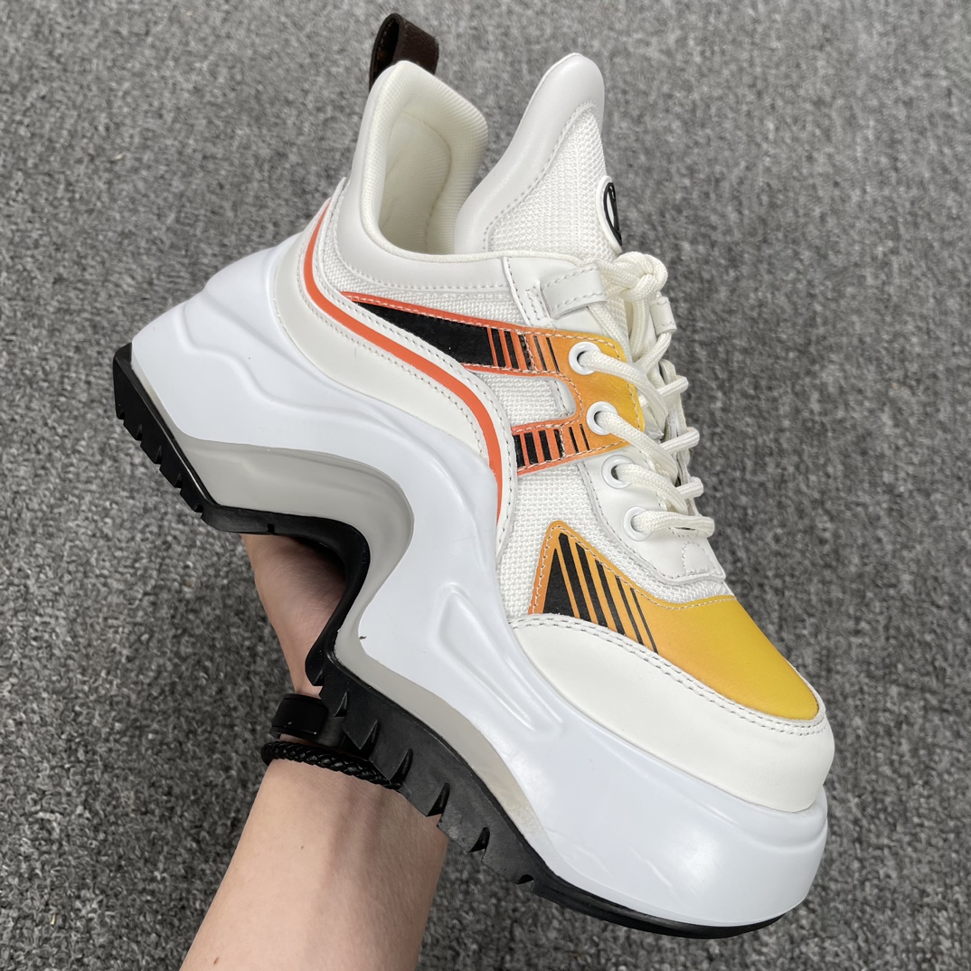 顶级版本LouisVuittonArchlightSneakers老爹鞋拱桥款二代女款白橙色特价处理市面