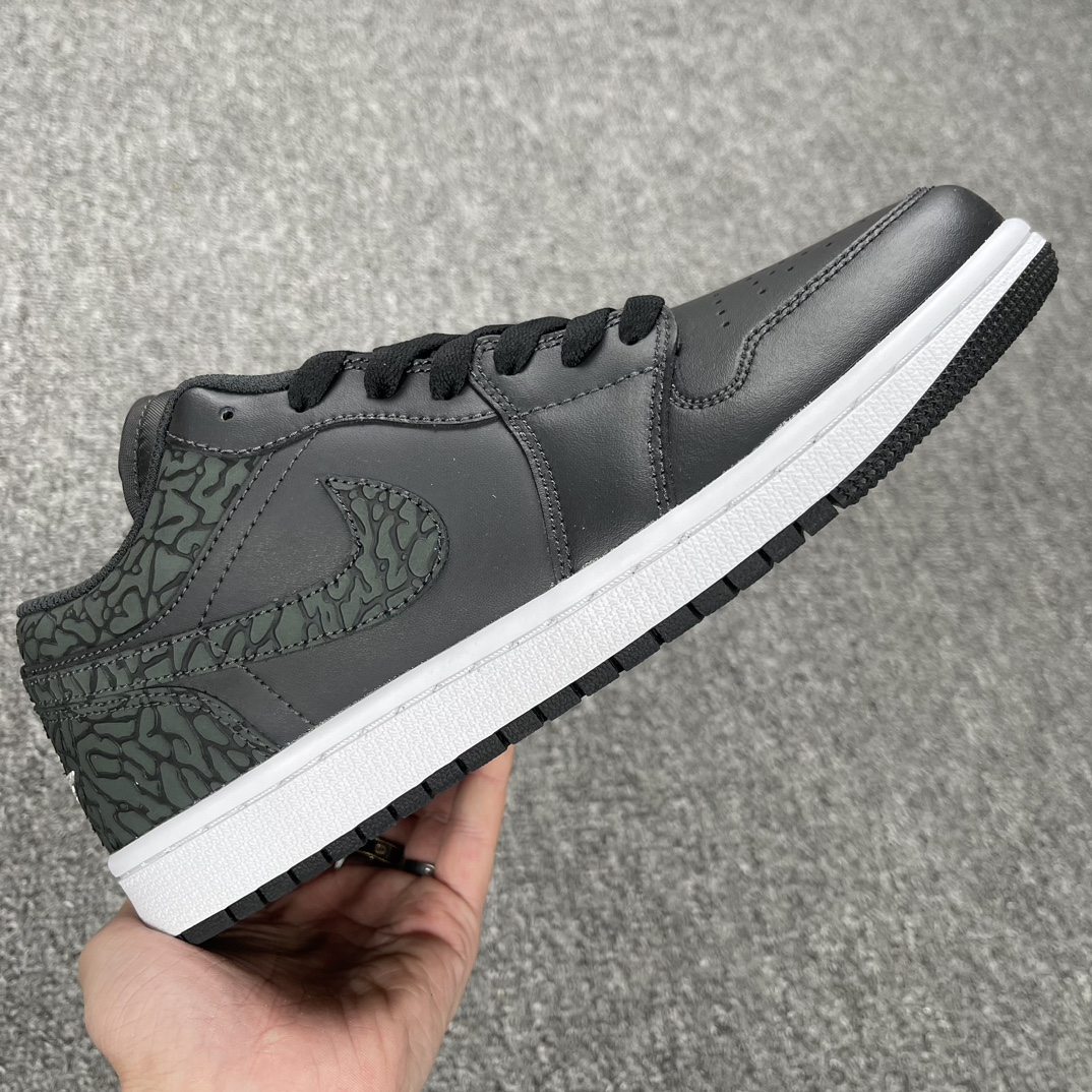 AJLow黑爆裂纹尺码:40-46性价比-AirJordan1LowAJ1乔1全黑爆裂纹低帮文化休闲板鞋