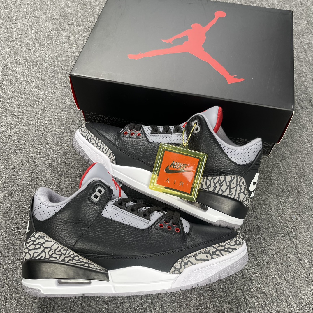 外贸版本-AirJordan3RetroBlackCementAJ3黑水泥854262-001尺码40.