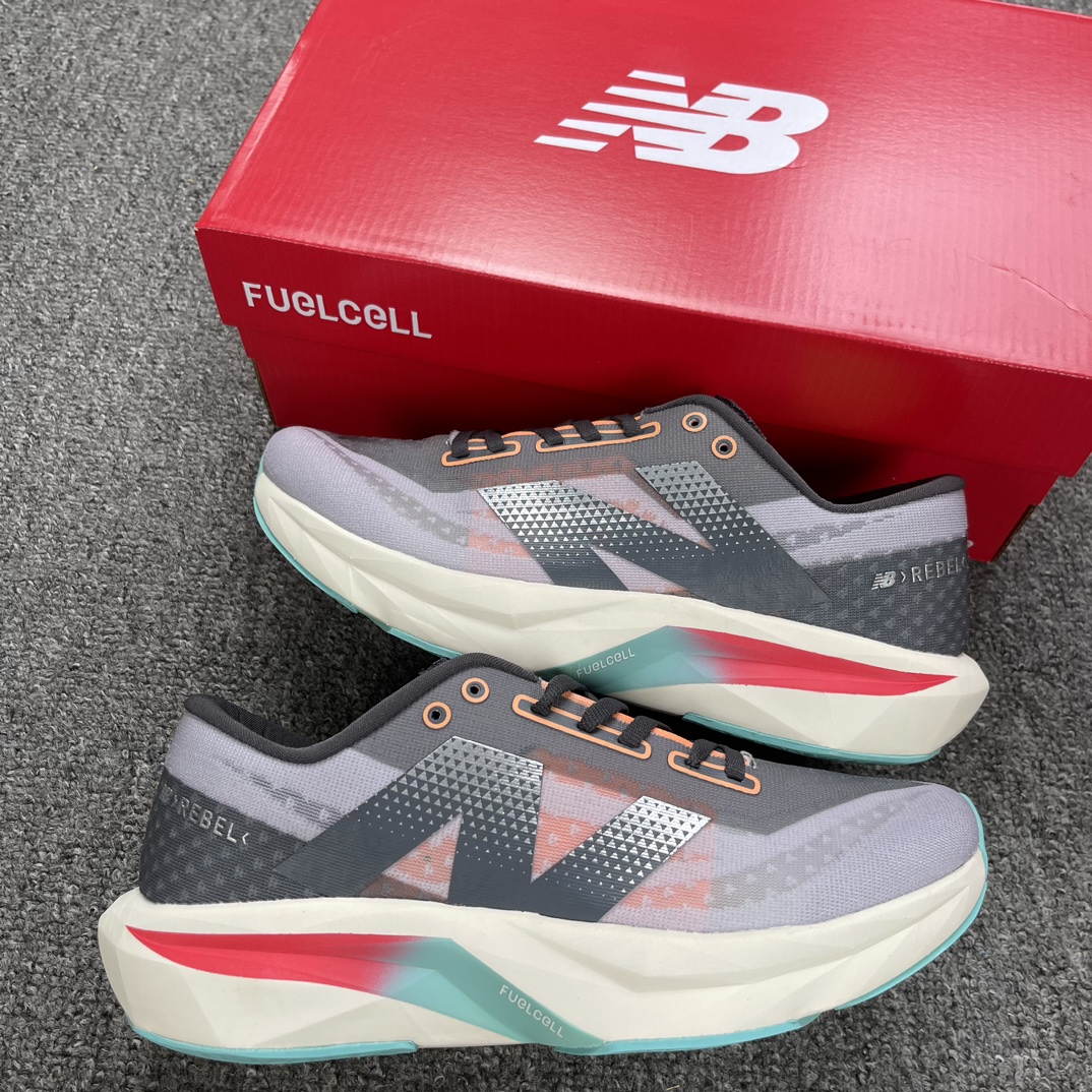 Z版NewBalanceFuelCellRebelV4菁英网布減震防滑低帮跑步鞋灰橙色货号MFCXLH4