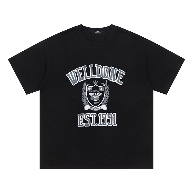 We11done Clothing T-Shirt Black White Unisex Men Cotton Summer Collection Track Short Sleeve