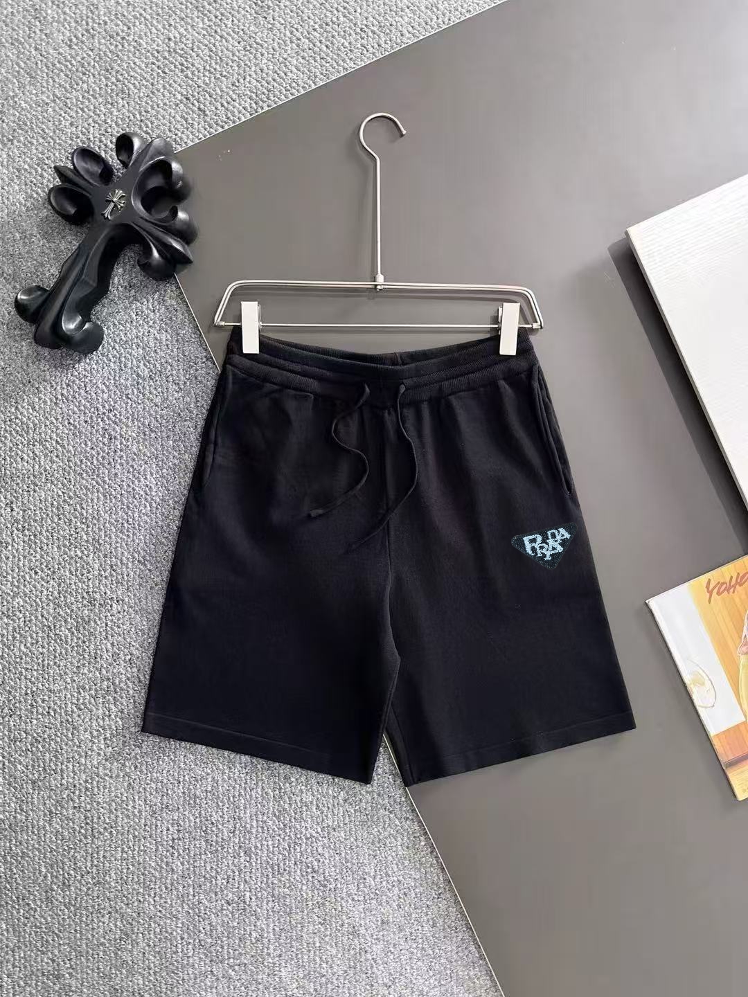 （套装）隔天出货  普拉达 2026春夏季男士冰丝薄款针织净色翻领短袖男T恤 修身透气净色休闲打底冰丝衫
