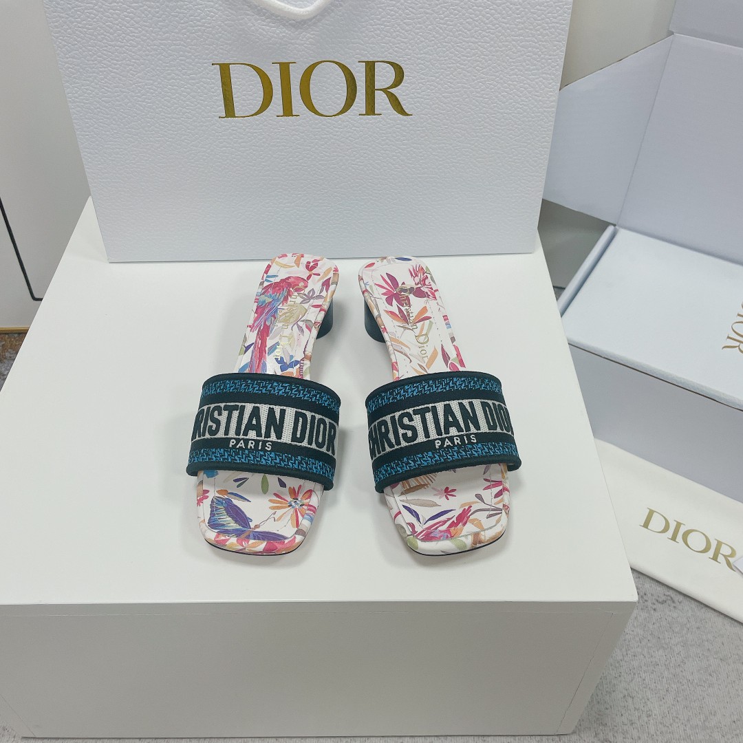Dior Luxury
 Shoes Slippers Embroidery Cotton Genuine Leather Fashion