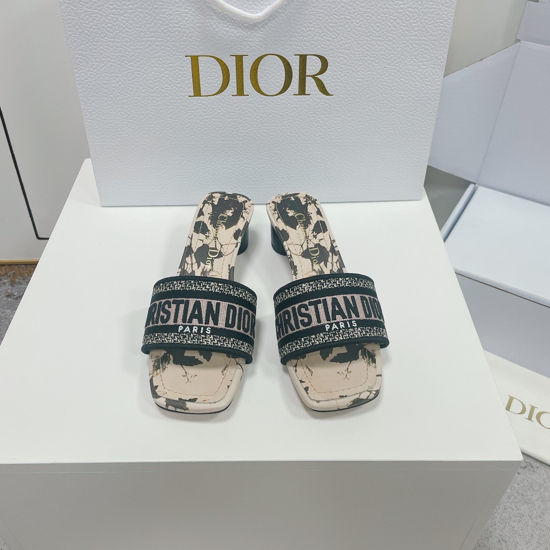 Designer Replica
 Dior Shoes Slippers Embroidery Cotton Genuine Leather Fashion
