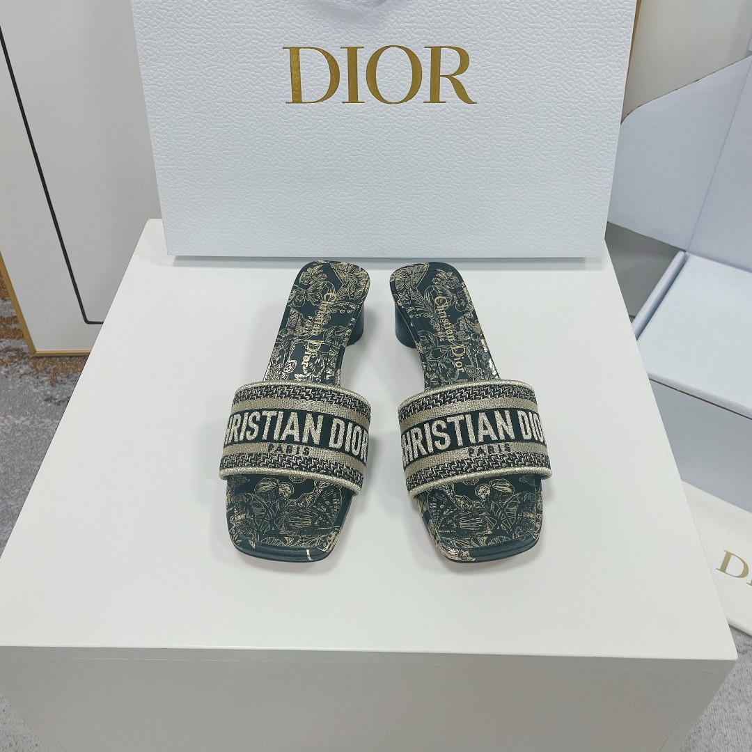 Dior Perfect 
 Shoes Slippers Embroidery Cotton Genuine Leather Fashion