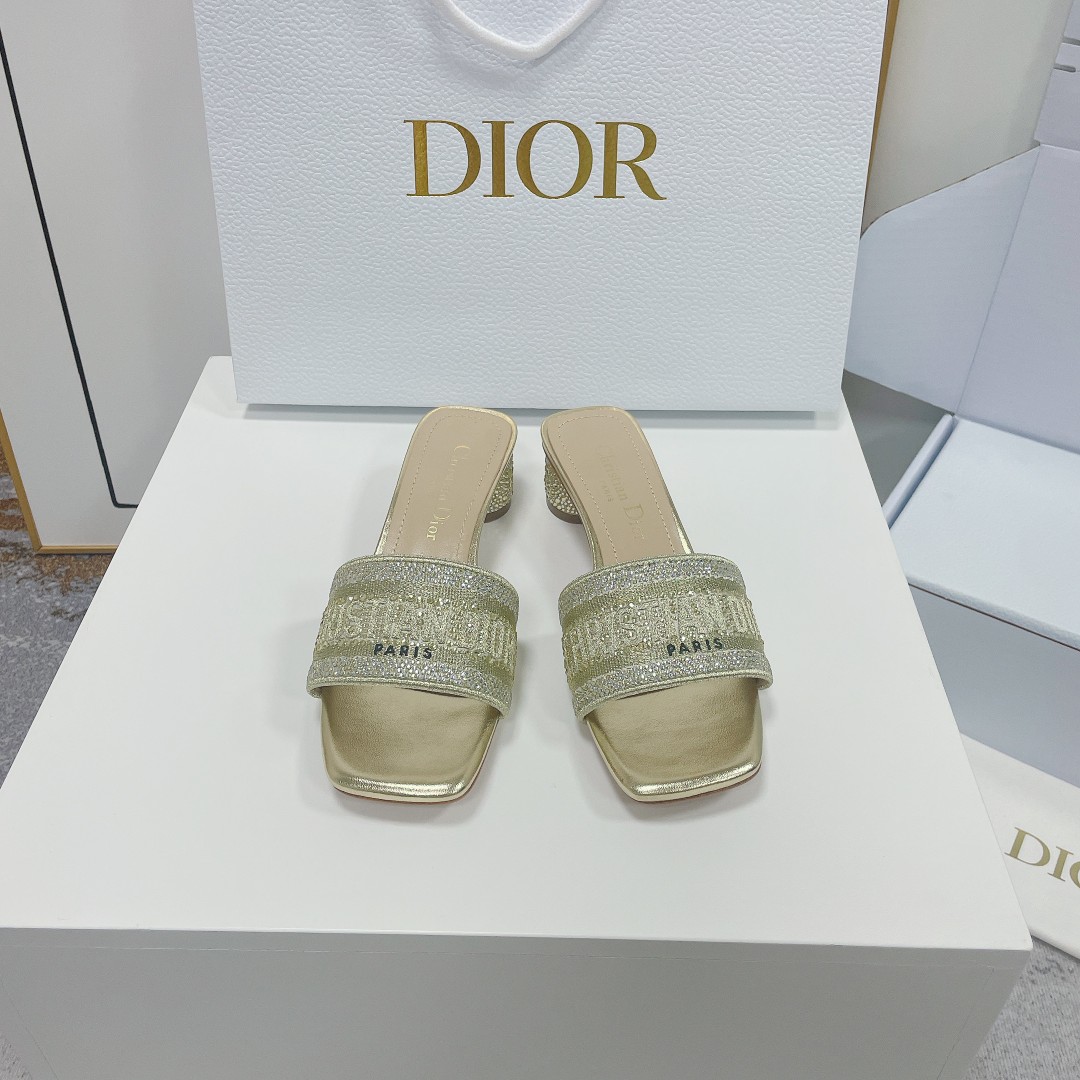 Dior Shoes Slippers Replica For Cheap
 Embroidery Cotton Genuine Leather Fashion
