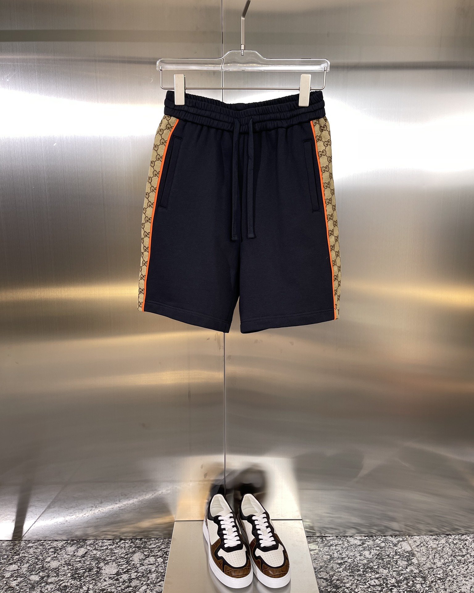 Gucci古奇款式男款GG针织棉慢跑短裤shortsSizeS-XL