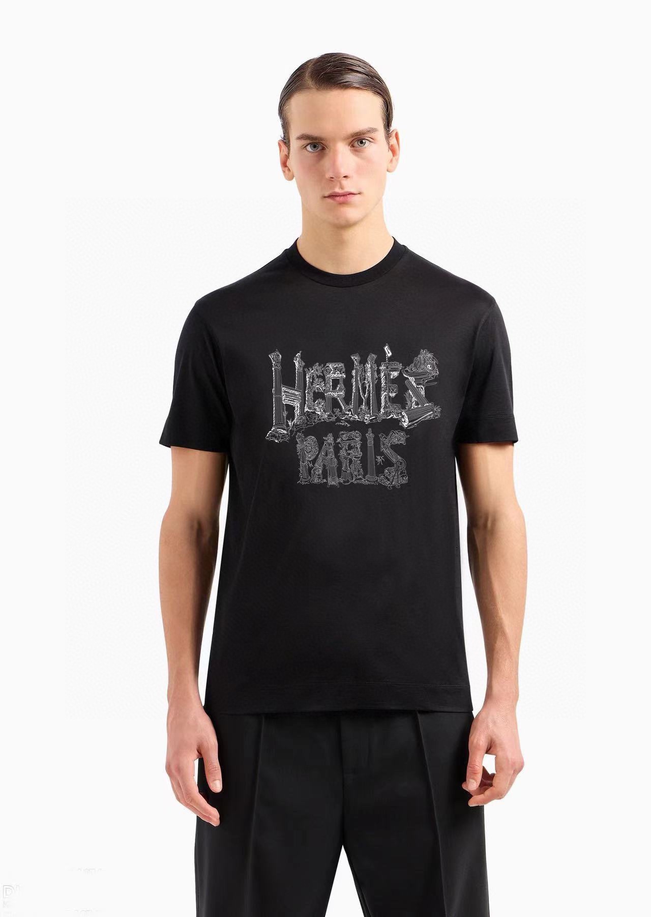 Hermes爱马仕款式男款短袖T恤衫T-shirt全新升级百搭基础款低调奢华品格之选！甄选进口丝光棉打造