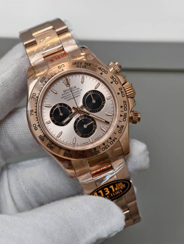 NO:156976,qf counterweight, new rose gold Betel Ditona, equipped with 4131 all-in-one machine, the watch weight, very good workmanship,19860909qf配重,新款玫瑰金贝嫂迪通拿,搭载4131一体机,整表克重,做工非常不错,,Watch