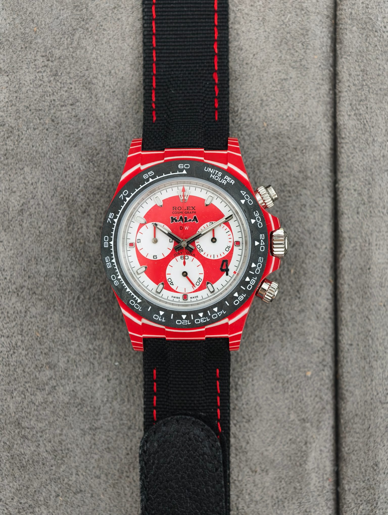 NO:859410,diw customized Daytona red carbon fiber case equipped with movement,19860909diw定制迪通拿 红色碳纤维壳套 搭载机芯,,Watch