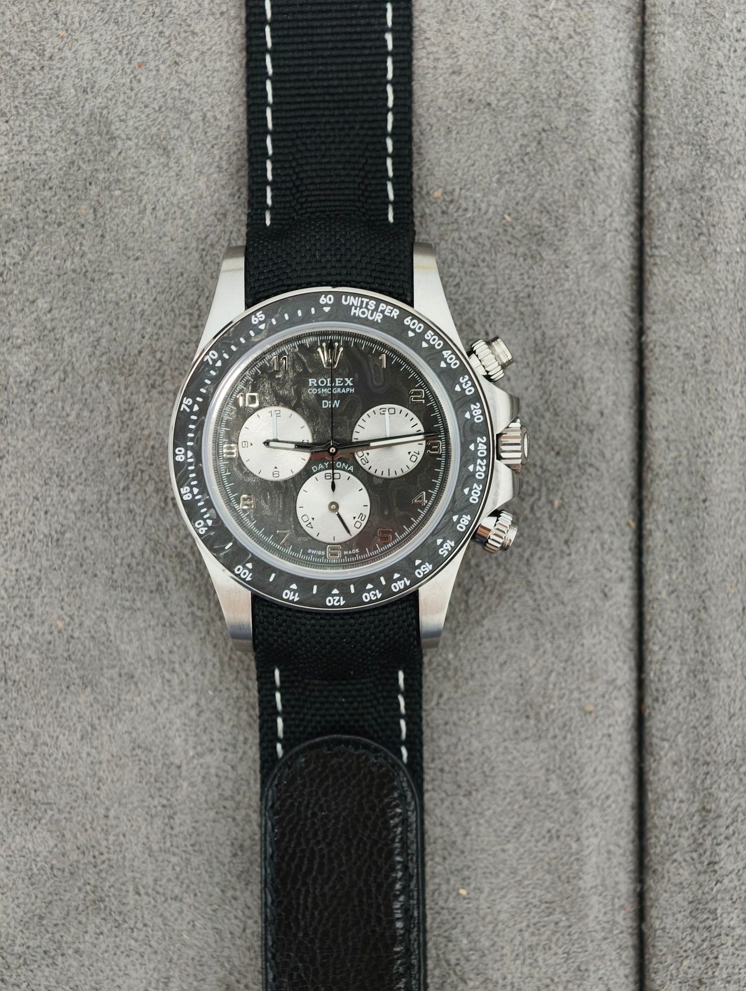 NO:859432,diw customized Daytona black carbon dial carbon fiber ring equipped with movement,19860909diw定制迪通拿 黑色碳花表盘 碳纤维圈口 搭载机芯,,Watch