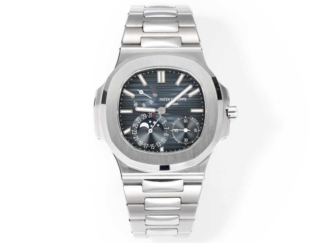 NO:158703,OME year-end masterpiece~ Patek Philippe 5712a is fully modified in one step, no need to modify it, all upgraded 1. Solid central axis, solid moon phase axis, solid moving axis 2. Synchronized original lock screw face dial, dial color presents the original consistent effect under different light sources, different market printing version 3. Enamel moon phase disc, three-dimensional moon phase effect visible to the naked eye 4. Medium shell engraving coded font, chamfered eagle beak treatment synchronized original 5. Movement polishing, deep font engraving, automatic color synchronization original 6 Improved moon phase function to make it more stable, Patek philippe19860909OME年末巨作~百达翡丽5712a大满改,一步到位,无需再去改装,能升级的都升级了 1.实心中轴,实心月相轴,实心动显轴 2.同步原版锁螺丝面盘,表盘颜色在不同光源下呈现原版一致效果,区别开市场普通印刷版本 3.搪瓷月相盘,肉眼可见的立体月相效果 4.中壳雕刻编码字体,表耳处倒角鹰嘴处理同步原版 5.机芯打磨,字体深度雕刻,自动陀颜色同步原版 6改进月相星期功能,使其更稳定,,patek philippe,Watch