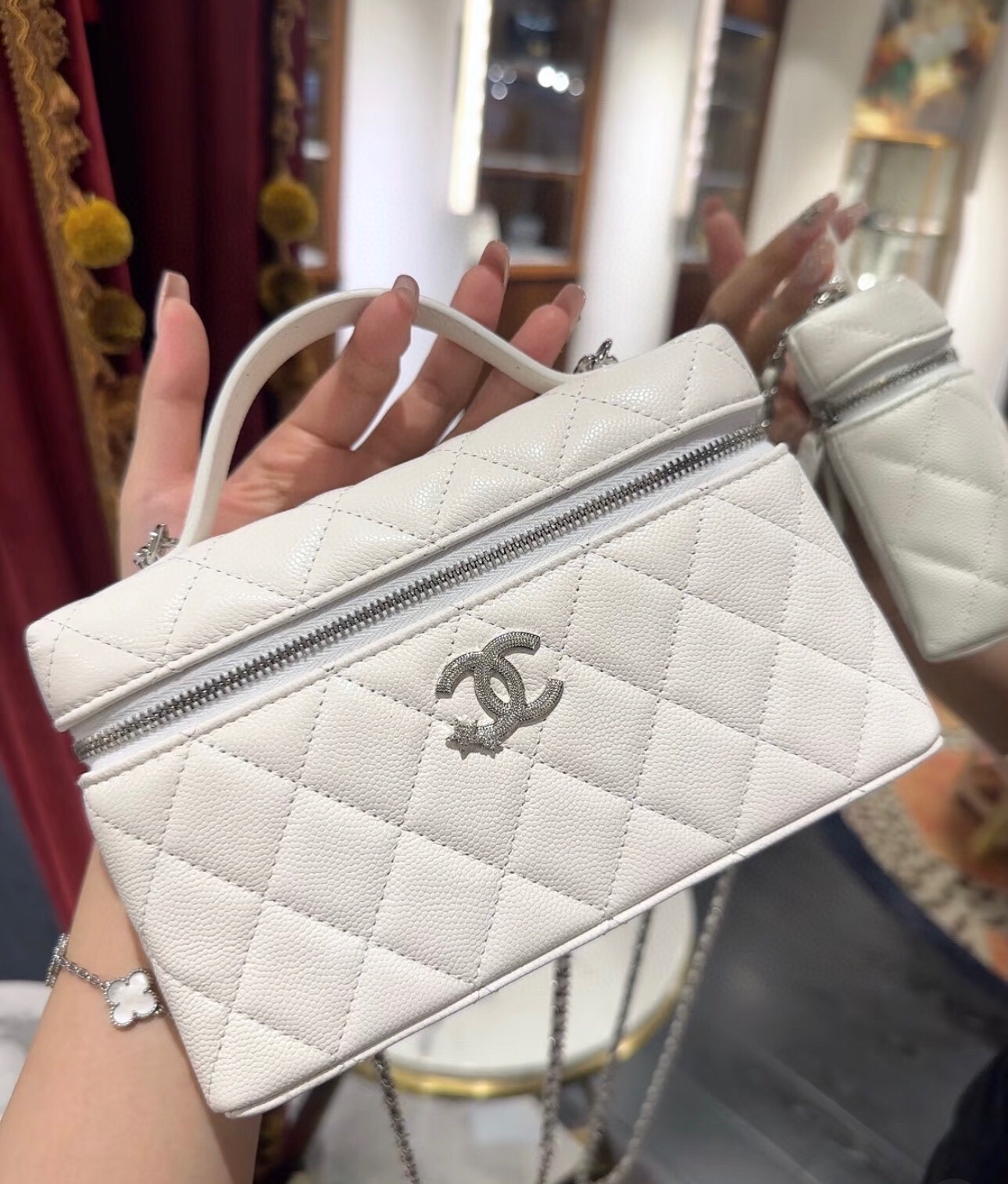Chanel Quilted Leather Vanity Case,Top Handle Crossbody Bag, 17 cm 4 i1755105885 2527 1
