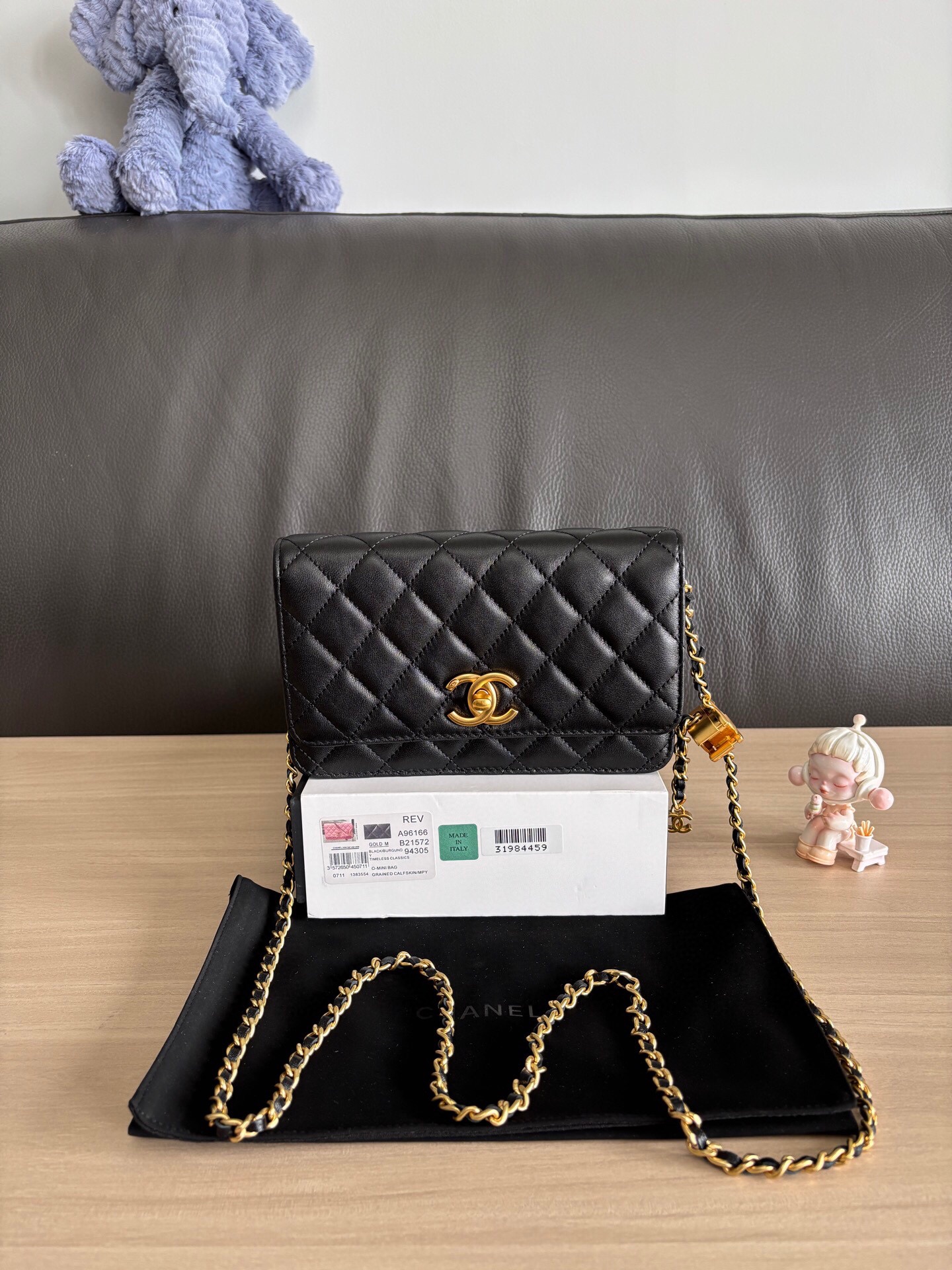 Chanel Black Quilted Leather Wallet on Chain (WOC) Crossbody Bag