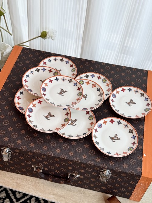 Louis Vuitton Style Dessert Plates Set of 10, Elegant Appetizer Plate Set 1 Louis Vuitton Style Dessert Plates Set of 10, Elegant Appetizer Plate Set