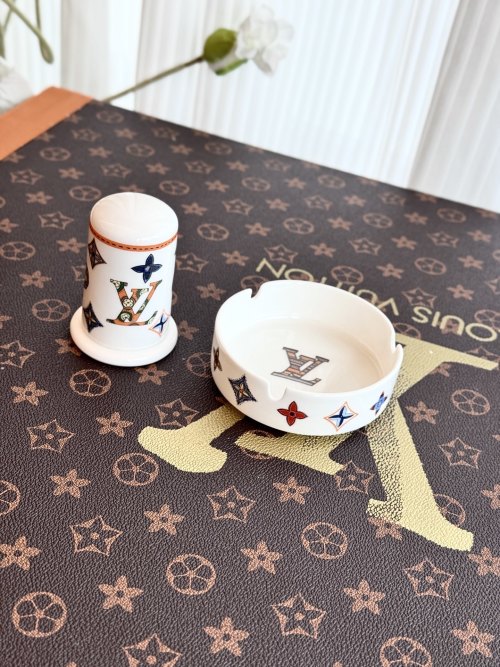 Louis Vuitton Toothpick Holder and Ashtray Set, Elegant Tabletop Accessories 1 Louis Vuitton Toothpick Holder and Ashtray Set, Elegant Tabletop Accessories