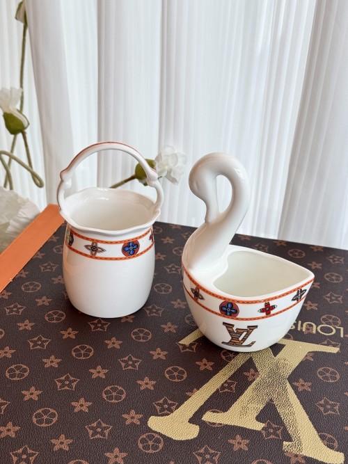 Louis Vuitton Inspired Swan Spoon Rest & Flower Basket Cutlery Holder 1 Louis Vuitton Inspired Swan Spoon Rest & Flower Basket Cutlery Holder