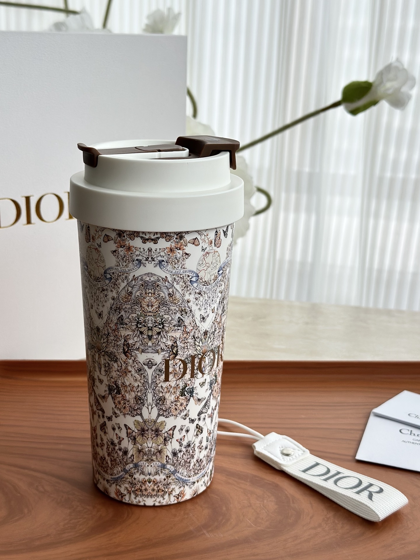 Dior Thermal Mug with Dual-Use Design, Ceramic Interior, and Stainless Steel