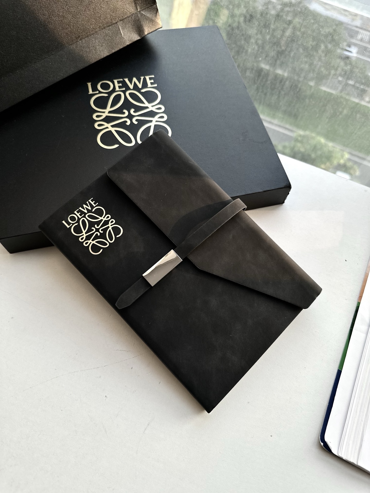 Loewe A5 Black Leather Notebook with Silver-Tone Hardware Closure